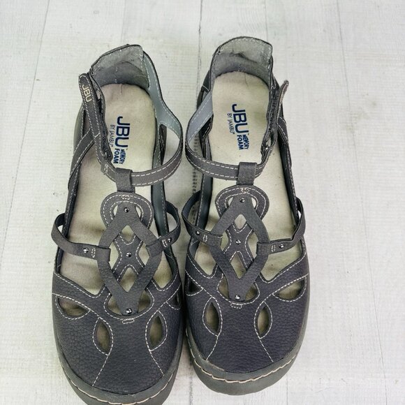 JBU By Jambu SYDNEY Gray Memory Foam Strappy Comfort Casual Flat Shoes Size 9 M - Picture 9 of 16
